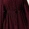 Mini Beaded Chiffon Evening Dress Plum - Imagen 3