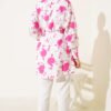 ⁦Shirt with Tie Belt and Mini Leaf Pattern Fuchsia⁩ - الصورة ⁦3⁩