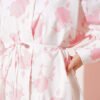 Shirt with Tie Belt and Mini Leaf Pattern Pink - Imagen 4