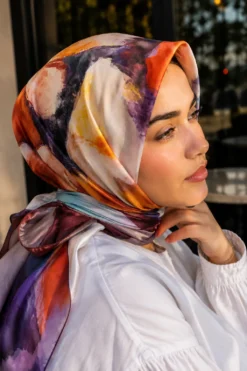 Modern Floral Pattern Scarf Series Burgundy