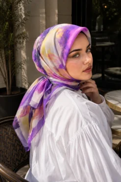 Modern Floral Pattern Scarf Series Purple