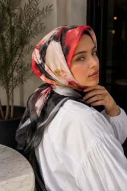 Modern Floral Pattern Scarf Series Black