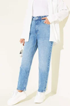Mom Fit Denim Pants Mid Blue
