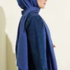 Monogram Pattern Cotton Ayrobin Shawl Indigo - Afbeelding 3