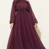 Ruffled Front Tie Dress Burgundy