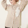 Lace Front Striped Shirt