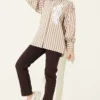 ⁦Lace Front Striped Shirt⁩ - الصورة ⁦2⁩