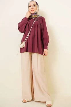 Vue alternative de Gathered Front Modal Tunic Plum