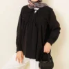 Gathered Front Modal Tunic Black