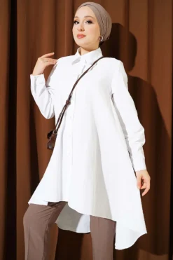 Alternative view of Short Front Long Back Shirt White