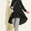 Short Front Long Back Shirt Black - Image 2