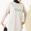 Embroidered Daisy Tunic Grey
