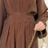Front Pleated String Tied Modal Two-Piece Set Brown - immagine 4