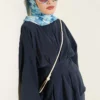 ⁦Front Pleated String Tied Modal Two-Piece Set Navy Blue⁩ - الصورة ⁦2⁩