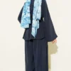 ⁦Front Pleated String Tied Modal Two-Piece Set Navy Blue⁩ - الصورة ⁦3⁩