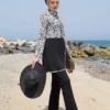 Half-Zip Front Skirted Modest Swimwear - الصورة 5