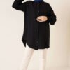 Ribbed Detail Oversized Shirt Black – Bild 2