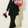 Ribbed Brit Buttoned Modal Two-Piece Set Black