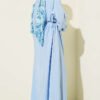 ⁦Ribbed Half Brit Button Dress Blue⁩ - الصورة ⁦3⁩