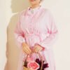 Ribbed Half Brit Button Dress Pink - Image 2