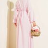 Ribbed Half Brit Button Dress Pink - Image 3