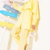 Shoulder Ruffle Cape Two-Piece Set Yellow