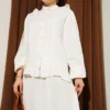 Ruffled Shoulder Muslin Skirt Two-Piece Set Ecru – Image 2