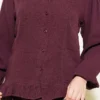 Ruffled Shoulder Muslin Skirt Two-Piece Set Plum - Image 4