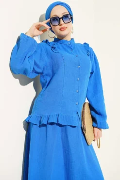 Alternative view of Ruffled Shoulder Muslin Skirt Two-Piece Set