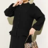 Ruffled Shoulder Muslin Skirt Two-Piece Set Black - Image 2