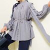 Shoulder Bow Loose Tunic Grey