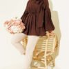 Shoulder Bow Loose Tunic Brown