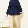 Shoulder Bow Loose Tunic Navy Blue - Image 2