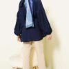 Shoulder Bow Loose Tunic Navy Blue - Image 3