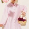 Shoulder Mini Stone Shirt Pink