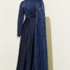 Shoulder Cape Ankle Beaded Evening Dress Navy Blue wholesale dress view 3 - Hicabistan Turkey factory
