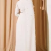 Shoulder Cape Pearl Evening Dress Beige - immagine 3