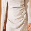 Shoulder Cape Pearl Evening Dress Beige - immagine 4