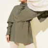 Shoulder Cape Tunic with Tie Belt Khaki