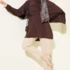 Shoulder Cape Tunic with Tie Belt Brown – Bild 2