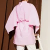⁦Shoulder Cape Tunic with Tie Belt Pink⁩ - الصورة ⁦3⁩