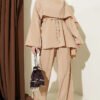 Shoulder Cape Modal Two-Piece Set Beige