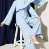 Shoulder Cape Modal Two-Piece Set Blue