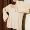 Shoulder Padded Wide Sleeve Tunic Stone
