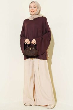 Alternatieve weergave van Shoulder Padded Wide Sleeve Tunic Brown