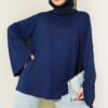 Shoulder Padded Wide Sleeve Tunic Navy Blue
