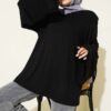 Shoulder Padded Wide Sleeve Tunic Black