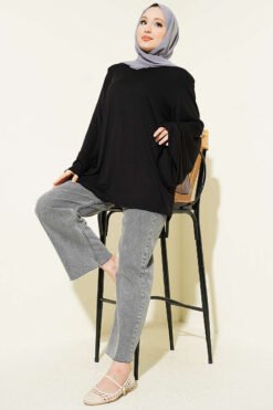 Alternatieve weergave van Shoulder Padded Wide Sleeve Tunic Black