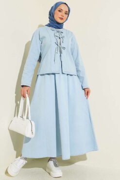 Front Tied Denim Skirt Set