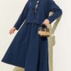 Front Tied Denim Skirt Set Blue